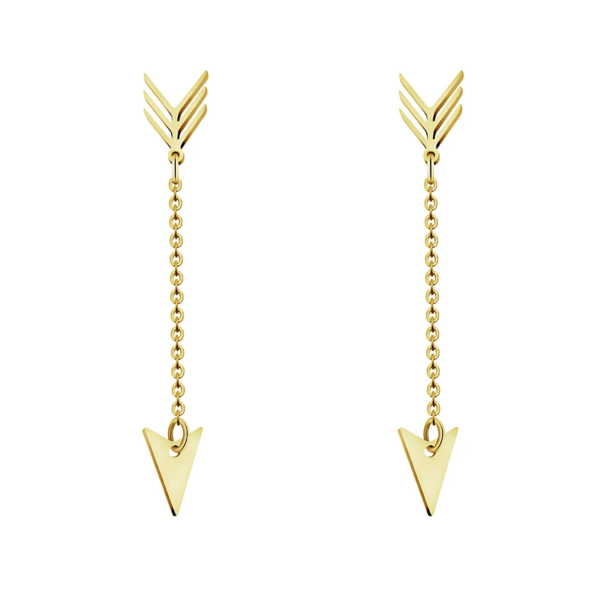 Женские серьги-стрелка из нержавеющей стали Дротика длинная цепочка висячие