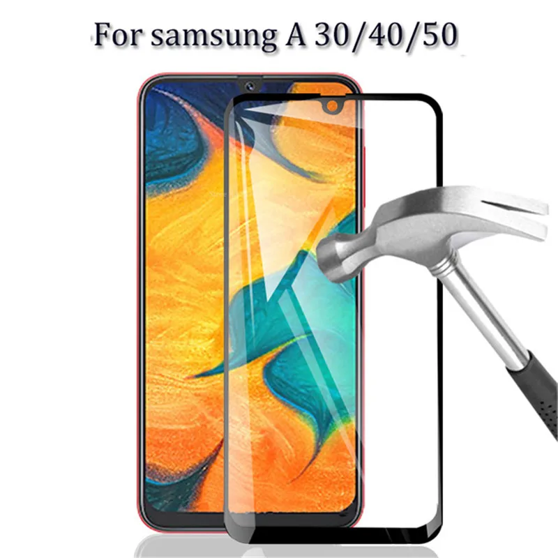 Закаленное стекло для Samsung A50 защитная пленка с полным покрытием A30 A40 Sumsung A 30