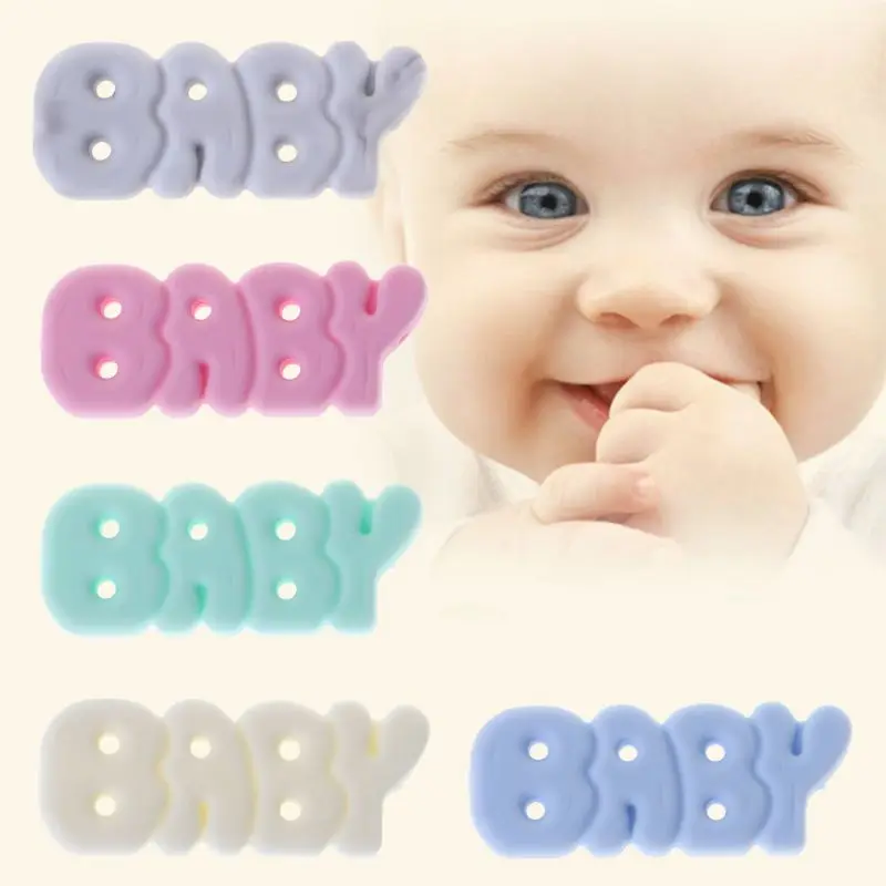 Силиконовые Бусины прорезыватель с бусинами и буквами для ухода за полостью рта