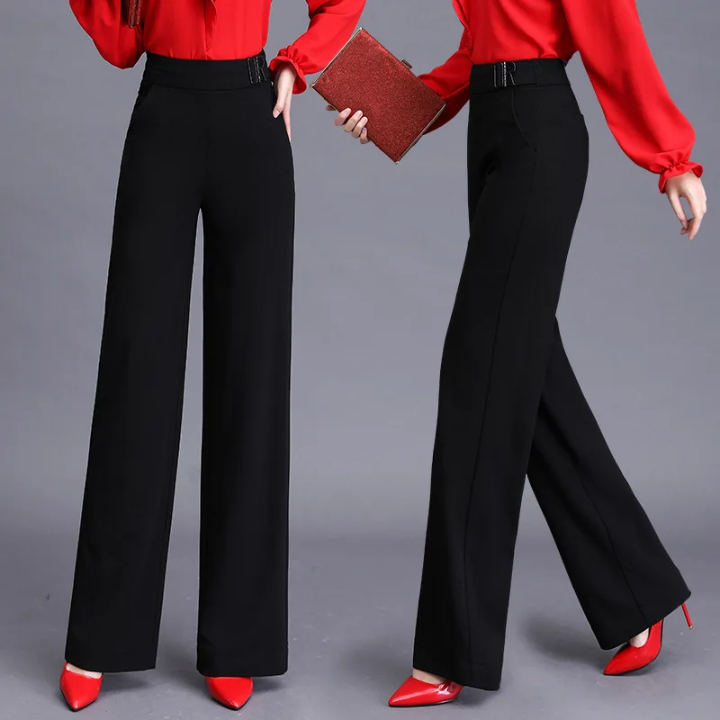 Женские брюки тонкие весна-осень высокая талия сплошной цвет прямые