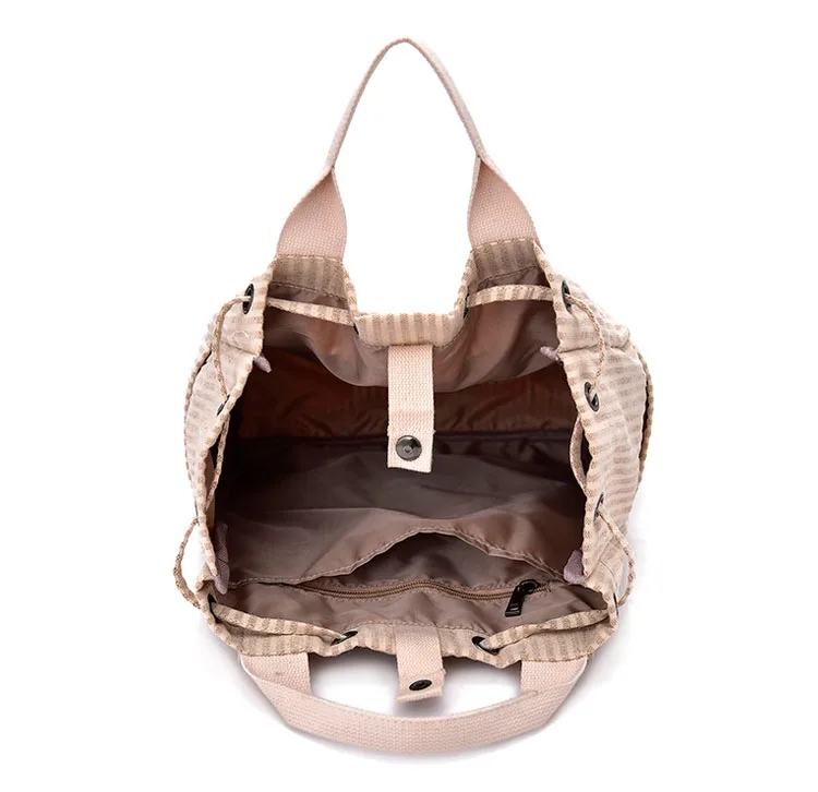 Женский брезентовый Рюкзак на шнурке, маленький женский рюкзак, женский полосатый рюкзак для путешествий, женские школьные сумки в консервативном стиле, женский рюкзак