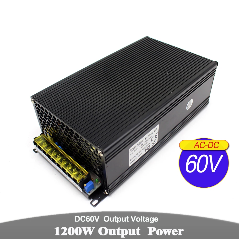 Переменная 1200 Вт 20a 60v DC Питание блок Трансформатор 110V 220V AC DC60V драйвер Источники питания для фрезерный станок с чпу шаговый двигатель подвесной светильник