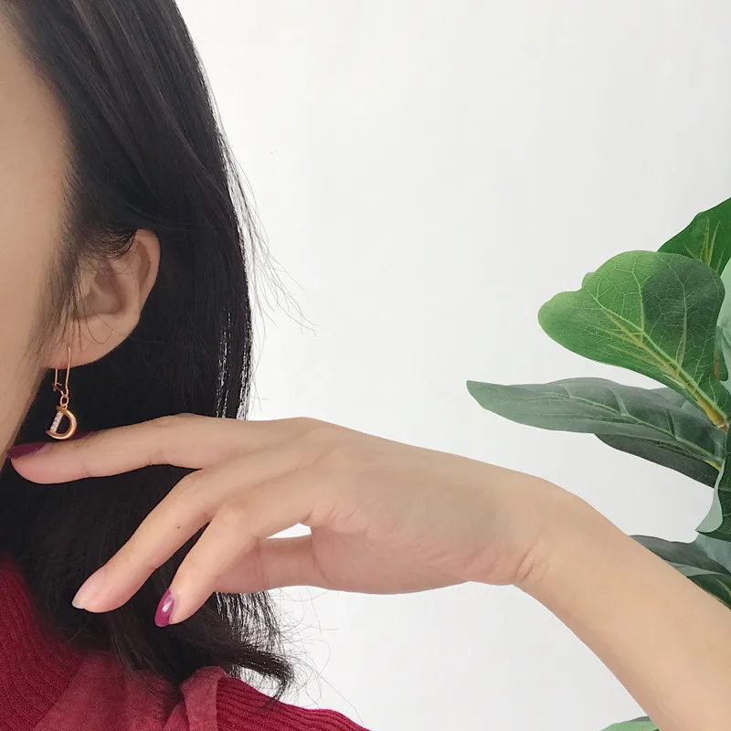 Женские сережки-подвески LouLeur 925 пробы серебряные серьги с одной буквой и