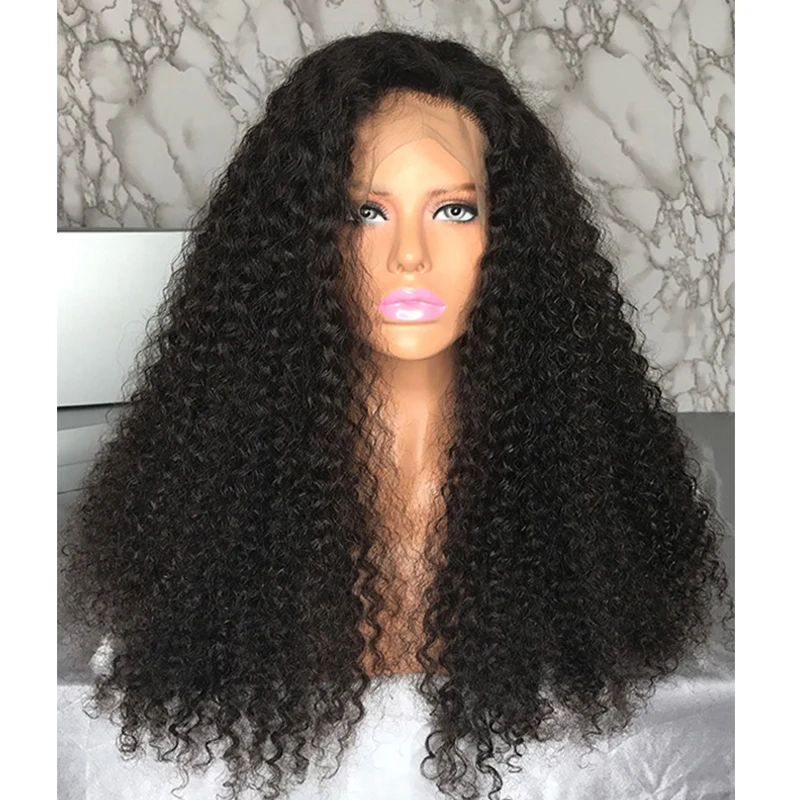 Покер лицо 8-30 дюймов длинные glueless 13x6 вьющиеся кружевные передние человеческие волосы парики предварительно сорванные бразильские 150% плотность глубокая волна Remy парик