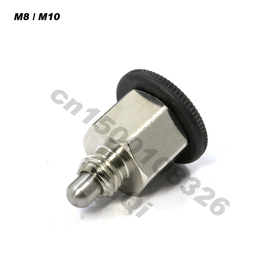 

Indexing plungers,spring bolts,return type, plastic knob ,coarse thread M8 M10