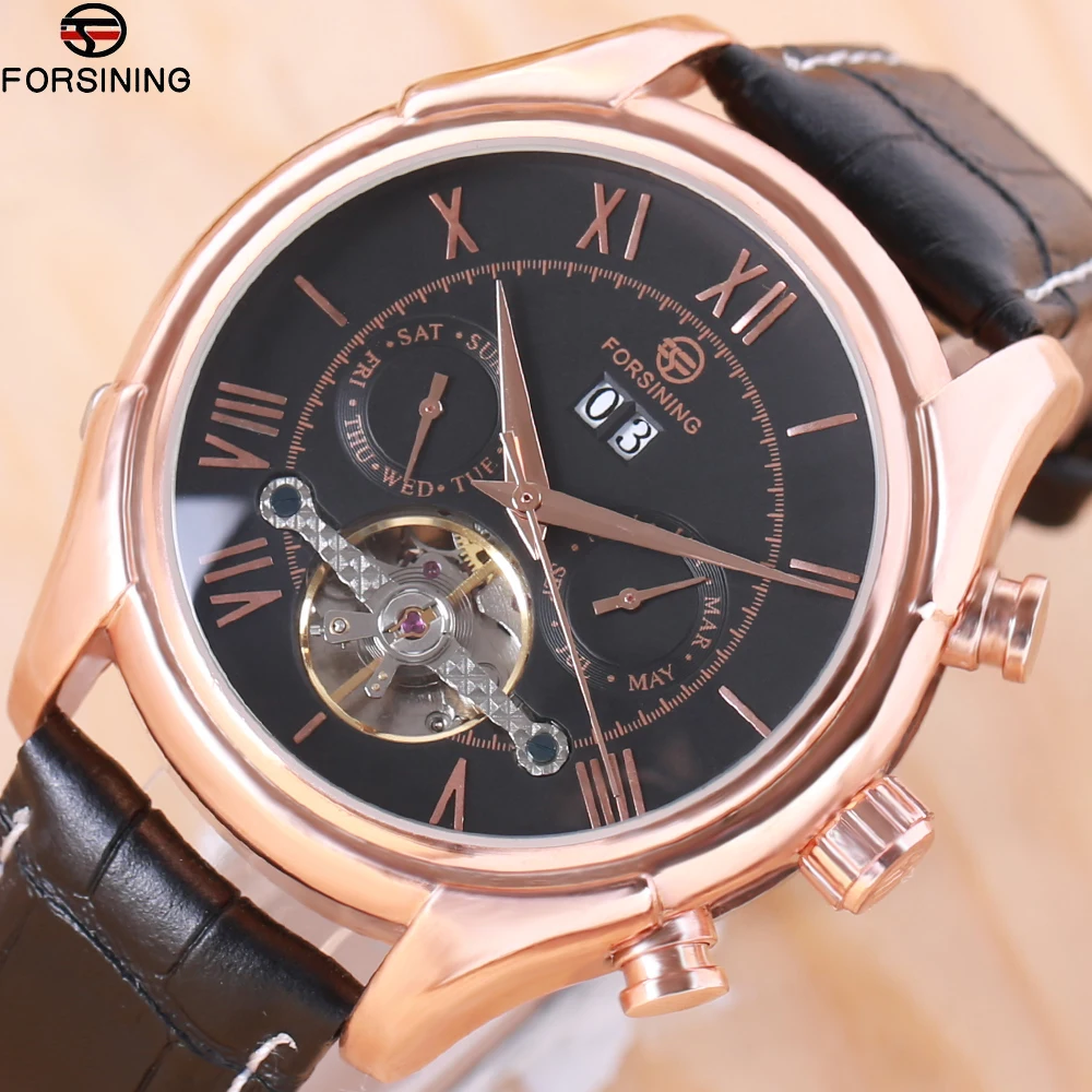 

FORSINING Mens Watch Top Brand Luxury Tourbillon Automatic Mechanical Watch Men gold Skeleton Wristwatch Relogio Masculino 2018