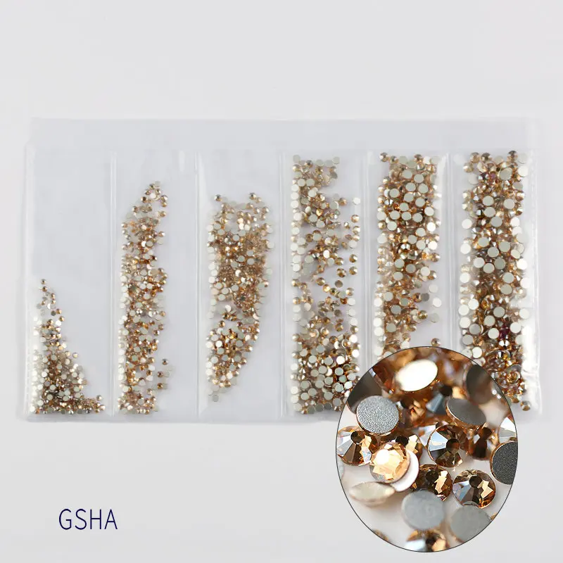 GSHA Новые смешанные размеры SS4-SS12 красочные 1680 шт 3D не горячей фиксации ногтей Flatback украшения из страз танцевальные костюмы - Цвет: GSHA