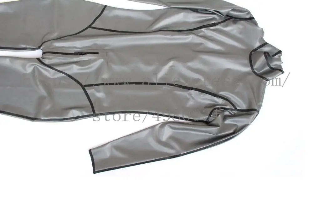 Унисекс catsuit металлик Серебряный латекс zentai с грудью и ногами скрытые молнии