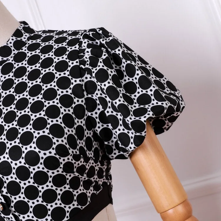 Pinkoz Short Sleeve Hollow Jumpsuit Puff Sleeve Polka Dot Jumpsuit Slim Sexy New Runway Design Playsuit Rompers Overalls