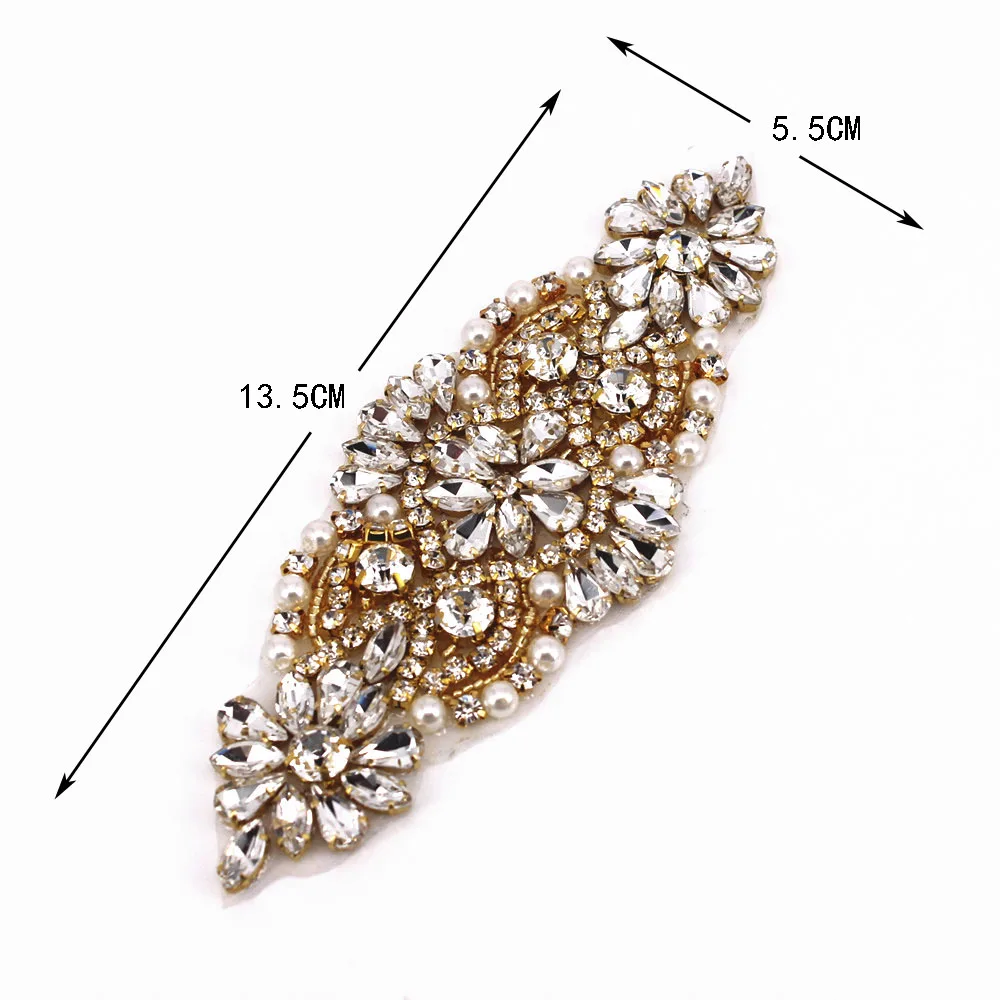 1 Pcs Handmade Iron On Patch Motif Applique Bridal DIY Rose Gold Crystal Rhinestones Appliques For Gown Sash Accessory | Свадьбы и