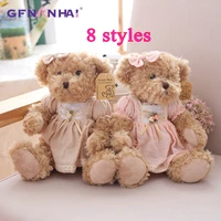 2 pcslot 26cm lovely couple teddy bear with cloth plush toys dolls stuffed toy kids baby children girl birthday christmas gift