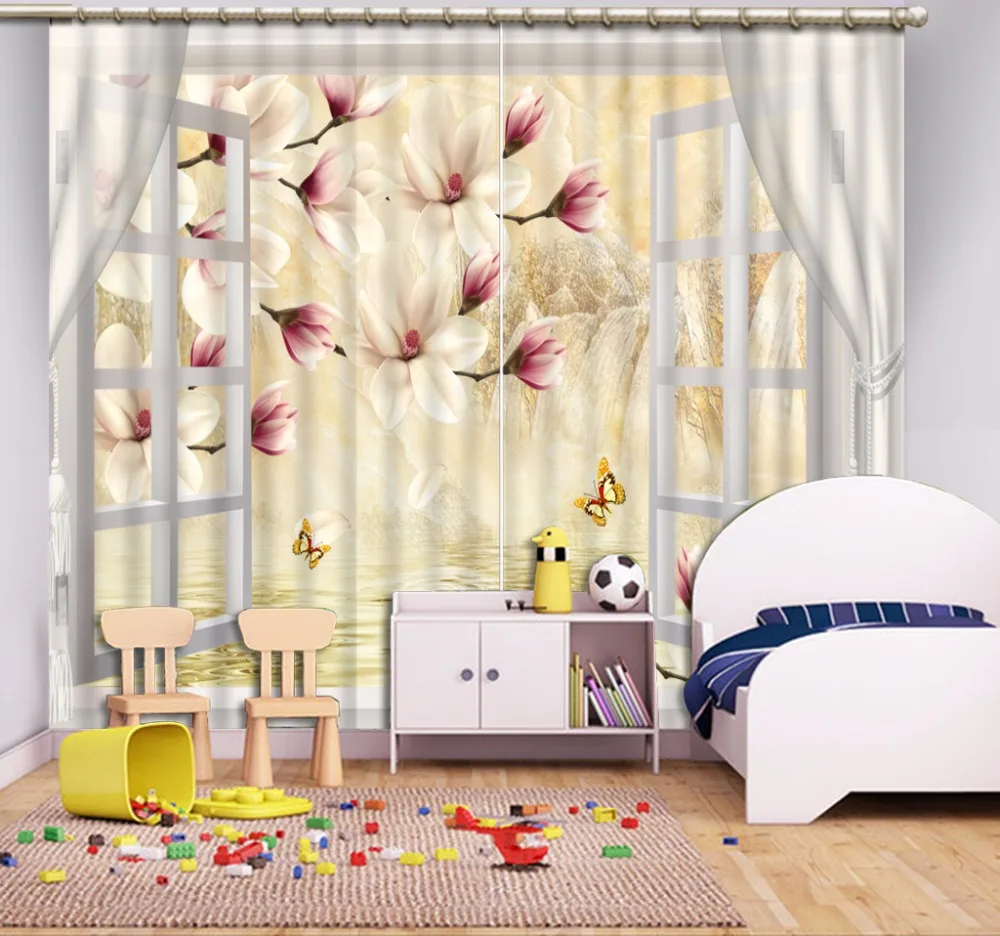 Шторы блэкаут в европейском стиле классические 3d занавески с цветами для спальни