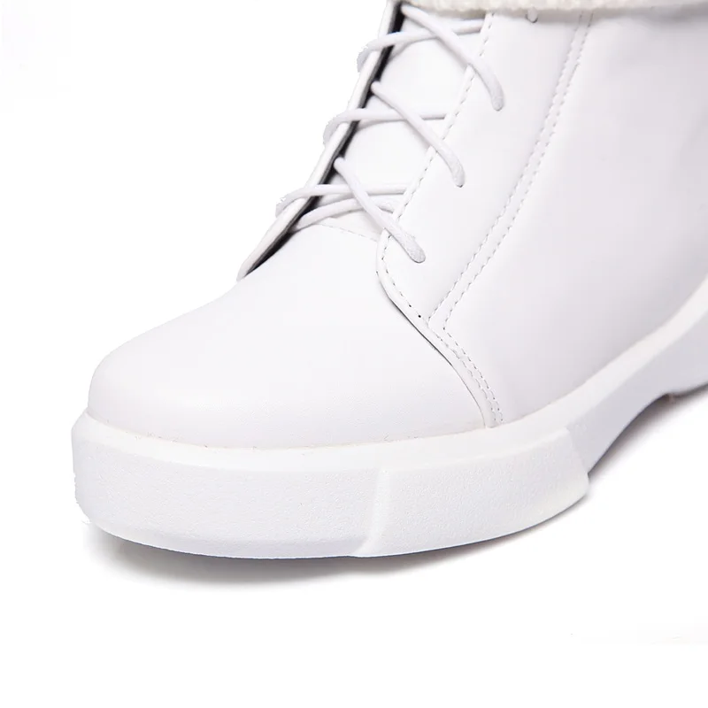 FACNDINLL platform shoes autumn spring women boots plus size women's ankle PU leather lace-up ladies botas mujer | Обувь