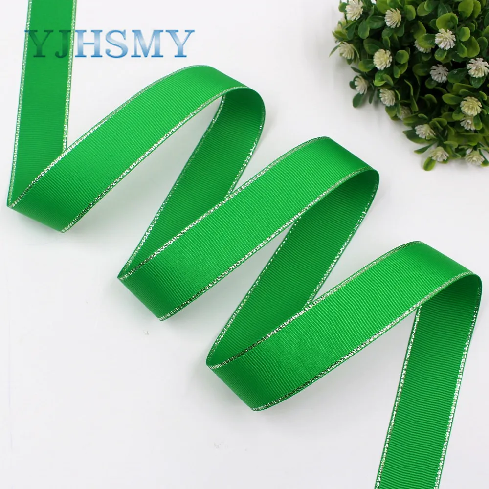 YJHSMY I-19316-580 25 мм 10 ярдов Серебристые двухсторонние ленты Аксессуары и украшения |