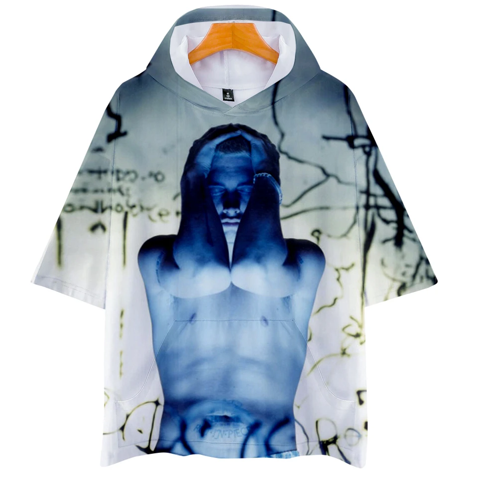 Худи с коротким рукавом EMINEM рубашки в стиле Харадзюку принтом черепа