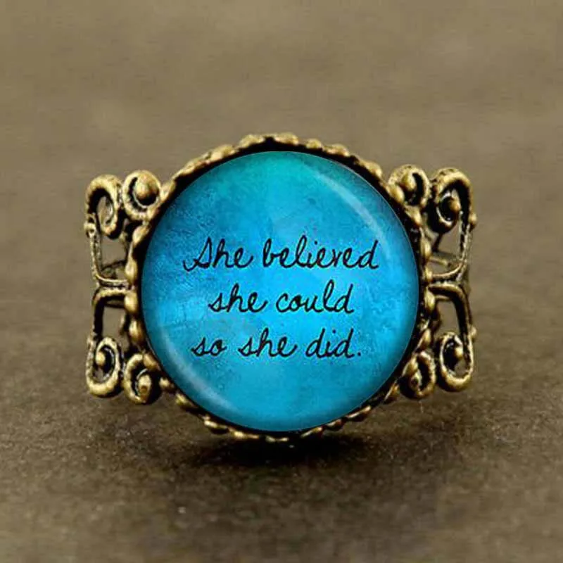 

Steampunk She believed she could so she did Quote Ring glass 1pcs/lot men jewelry new words charms