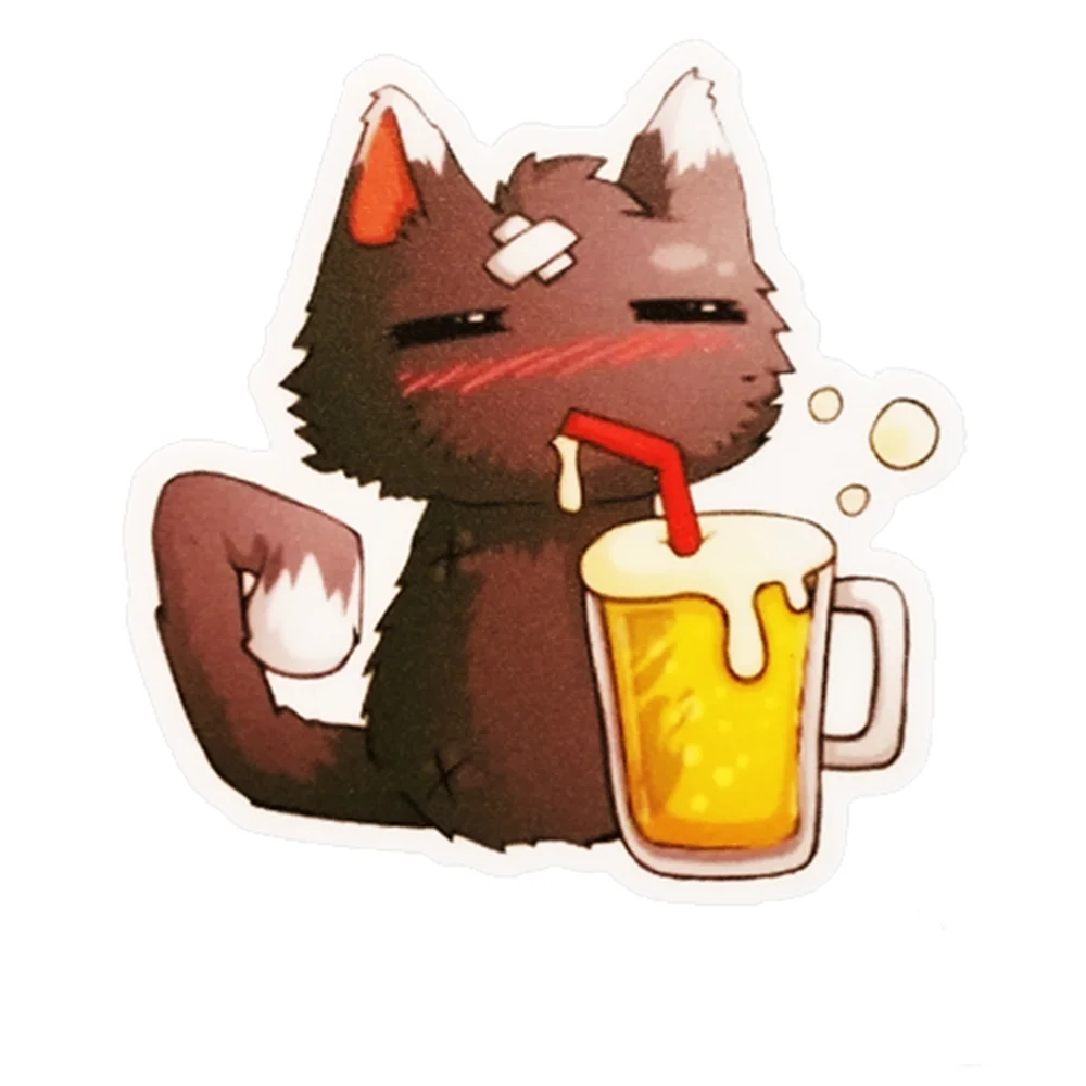 

Drunk Cat Luggage Bumper Car Bicycle Refrigerator Guitar Vinyl Sticker Vinyl Accessories Decorative Car