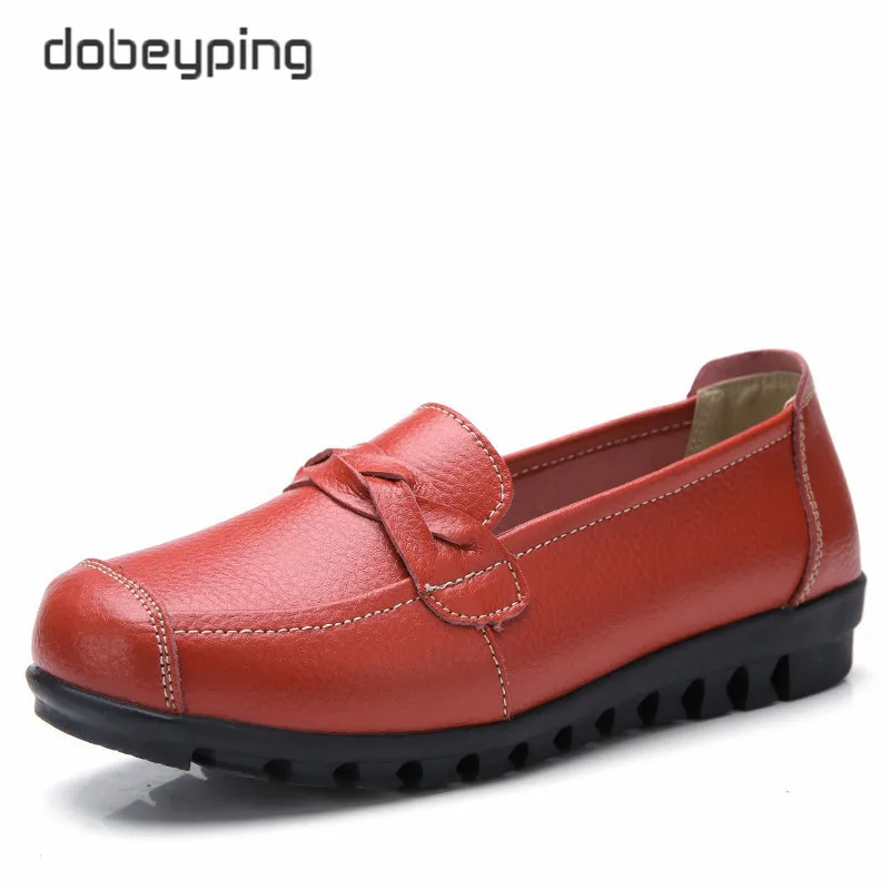 dobeyping Spring Autumn Woman Shoes Genuine Leather Women Flats Slip On Women's Loafers Female Sewing Shoe Large Size 35-41 | Обувь