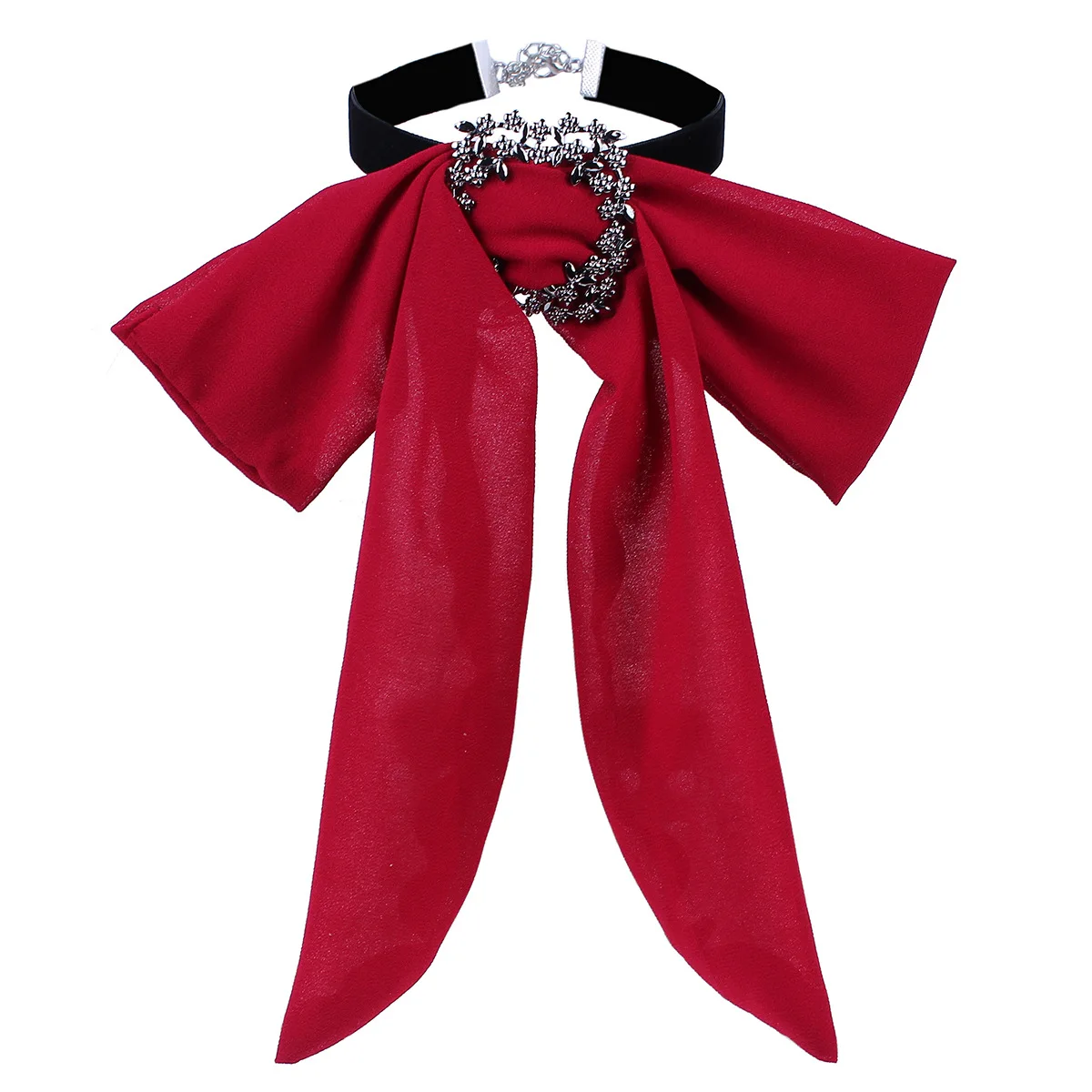 Women Fashion Chiffon Statement Necklace Collar Sweater Chain Choker Pendants for Bowknot Jewelry Wholesale |