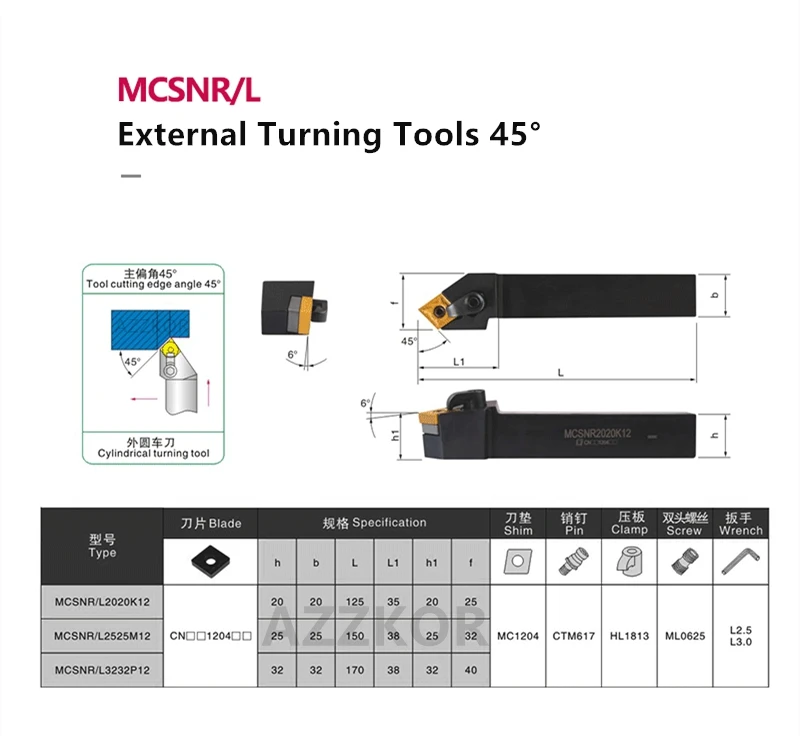 External Cylindrical Turning Tool Cutting Bar MCSNR2020K12 Lathe Cutter Wholesale Carbide inserts CNC Holder MCSNL2020K12 | Инструменты
