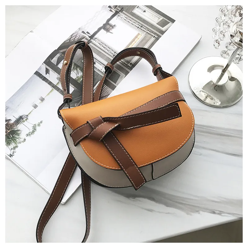 Women's Shoulder Bag Simple Design Saddle Bags with Bow Tie Small Messenger Semicircle Ladies Fashion HB957 | Багаж и сумки