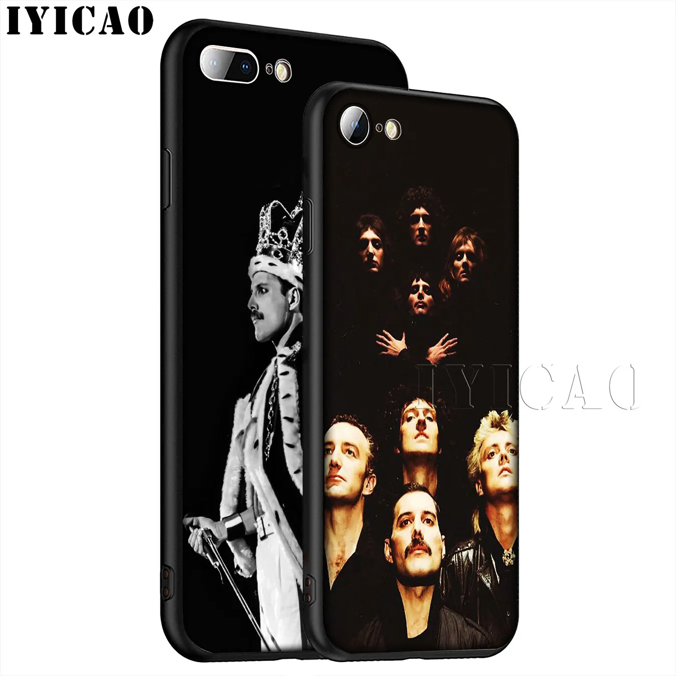 IYICAO Queen Freddie Mercury Soft Silicone Phone Case for iPhone XR X XS 11 Pro Max 6 6S 7 8 Plus 5 5S SE TPU Black Cover |