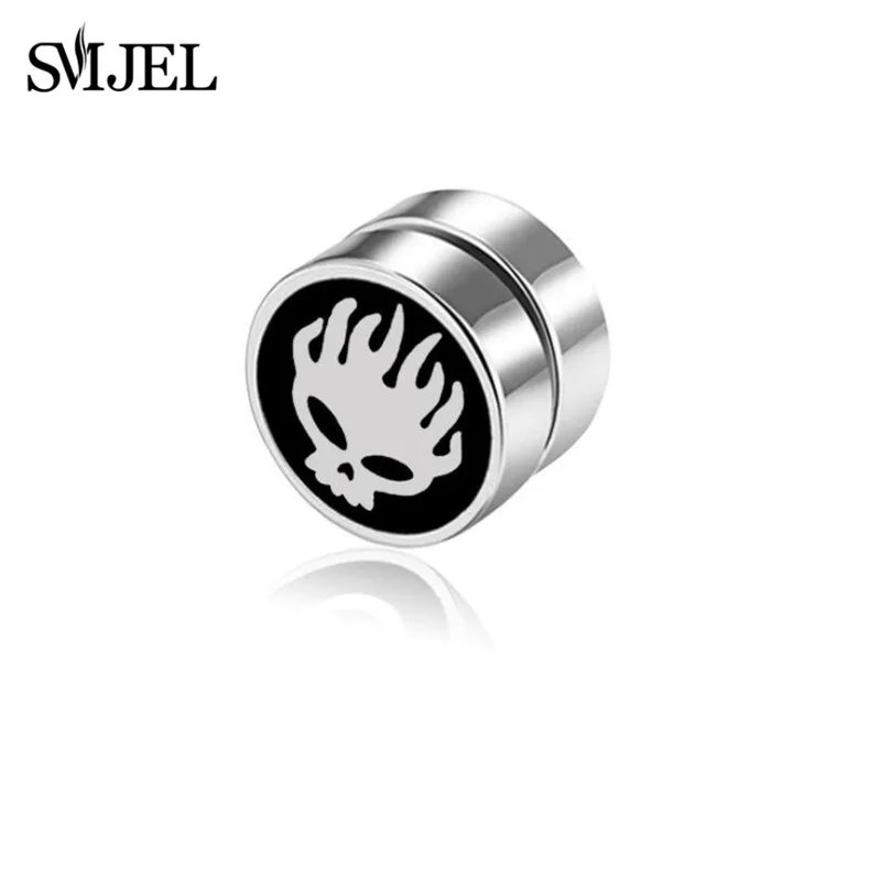 SMJEL Rock, сильный магнит, магнитный, забота о здоровье, серьги-гвоздики для ушей, не пирсинг, серьги с черепом, Дэвидом, звездой Тай Чи, ювелирные изделия для мужчин и женщин - Окраска металла: 42