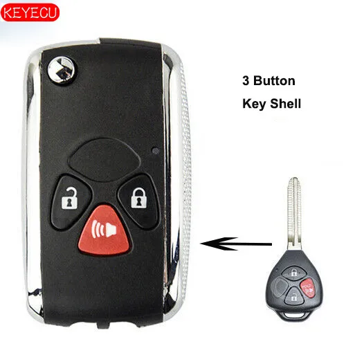 

Keyecu Modified Flip Remote Key Shell Fob 3 Button for Toyota Yaris Scion TC Hilux 4Runner 2003-2011