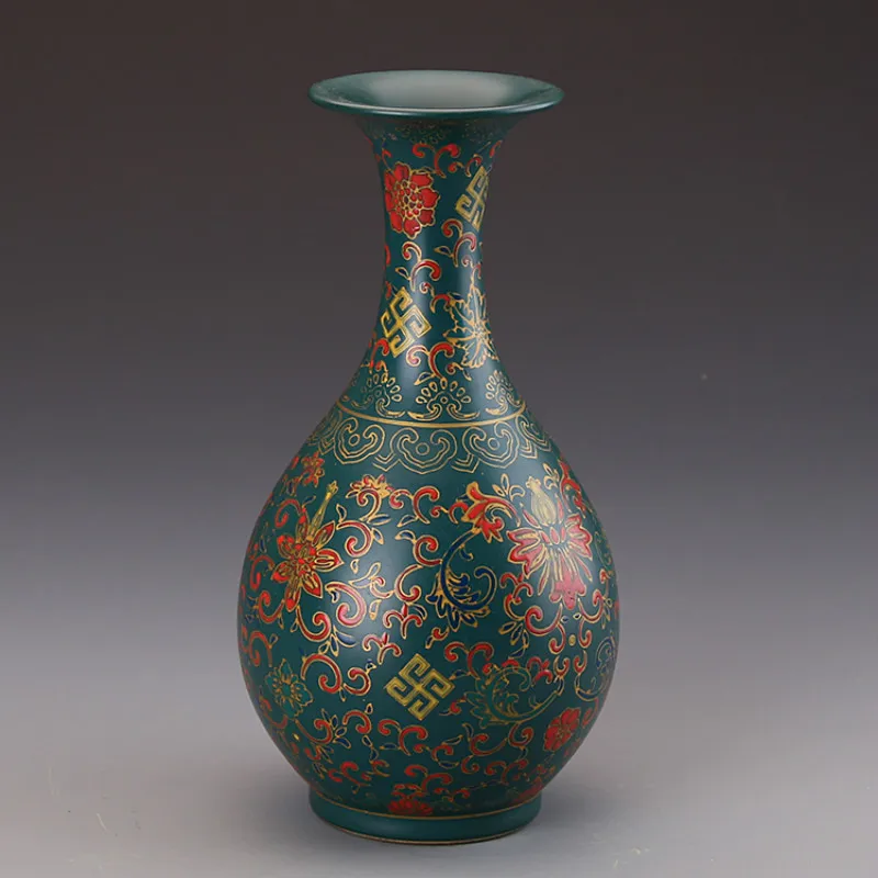 Классическая антикварная китайская фарфоровая зеленая глазурная эмаль