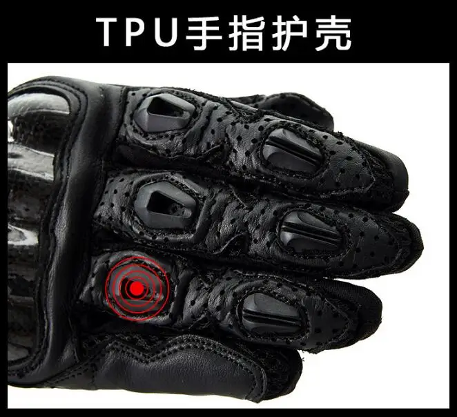 Men Motorcycle Gloves Outdoor Sports Full Finger Riding Protective Armor Real Leather Breathable gloves Touch screen carbon | Автомобили и