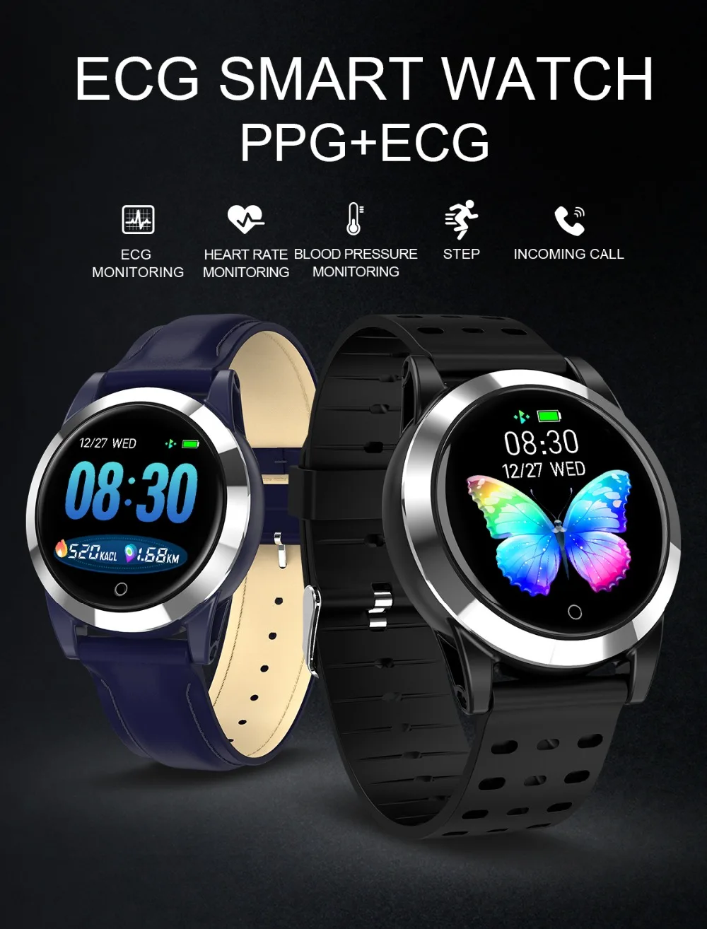 R19 ECG PPG OTA 1,3 дюймов HD дисплей умный Браслет датчик артериального давления Смарт-часы спортивные фитнес-браслет