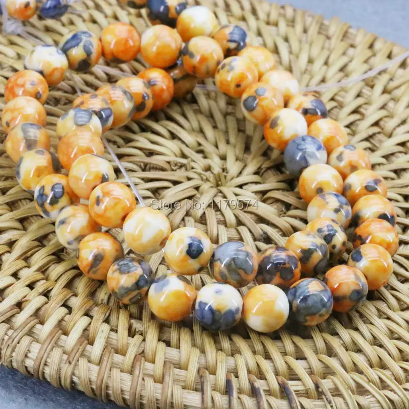 Аксессуары 8 мм желтые и черные точечные камни флейта яшмы Нефритовая свободная 15