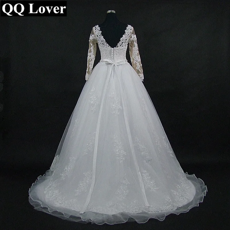 Женское кружевное платье с длинными рукавами QQ Lover свадебное большого размера 2019