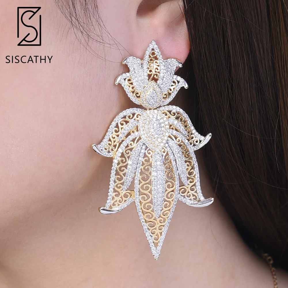 Роскошные висячие серьги с кубическим цирконием SISCATHY свадебные для