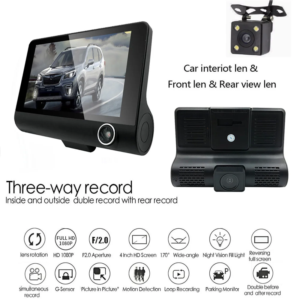 Автомобильный видеорегистратор Maozua 1080HD ночного видения 4 0 дюйма с двумя