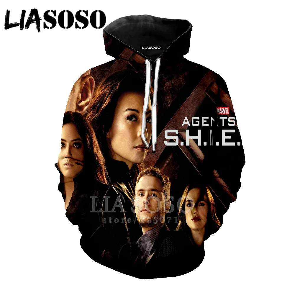 LIASOSO Marvel's agers of s.h.i.e.l D толстовки с 3D принтом trasпорто Капитан Америка маника