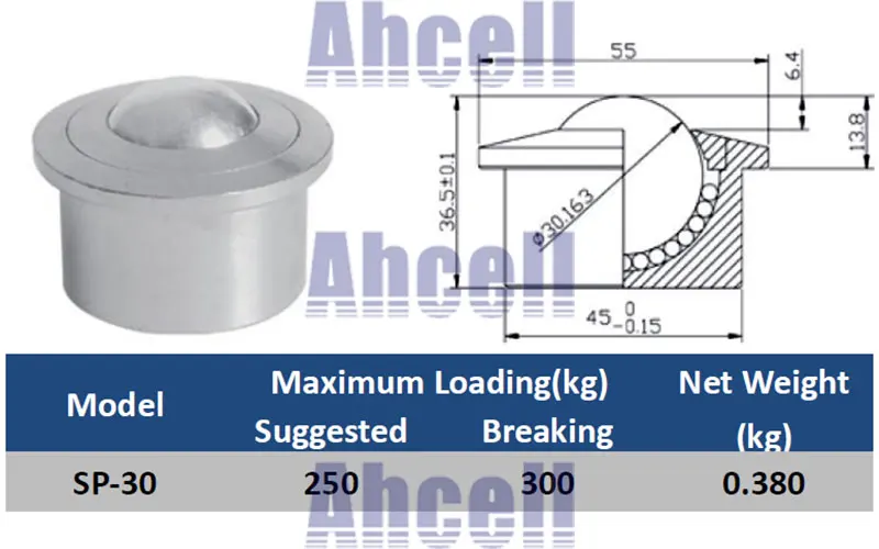 Ahcell SP-30 300 кг грузоподъемность стальной шариковый передающий блок SP30 Евро Тип прессформы Таблица Ролик шарикоподшипники грузовой конвейер ролик