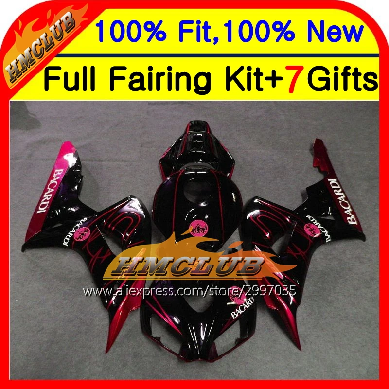 Впрыска тела BACARDI летучие мыши для HONDA CBR1000RR 06 07 39HM45 CBR 1000RR 1000 RR красный черный CBR1000