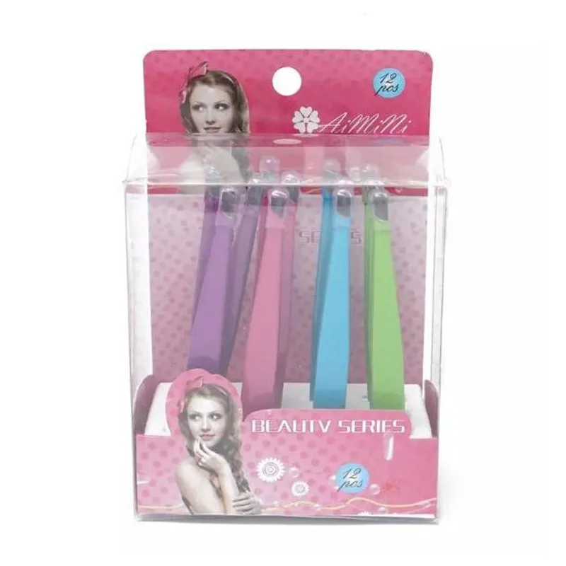 Бесплатная доставка 24 шт красочные Нержавеющая сталь пинцет для бровей щипчики