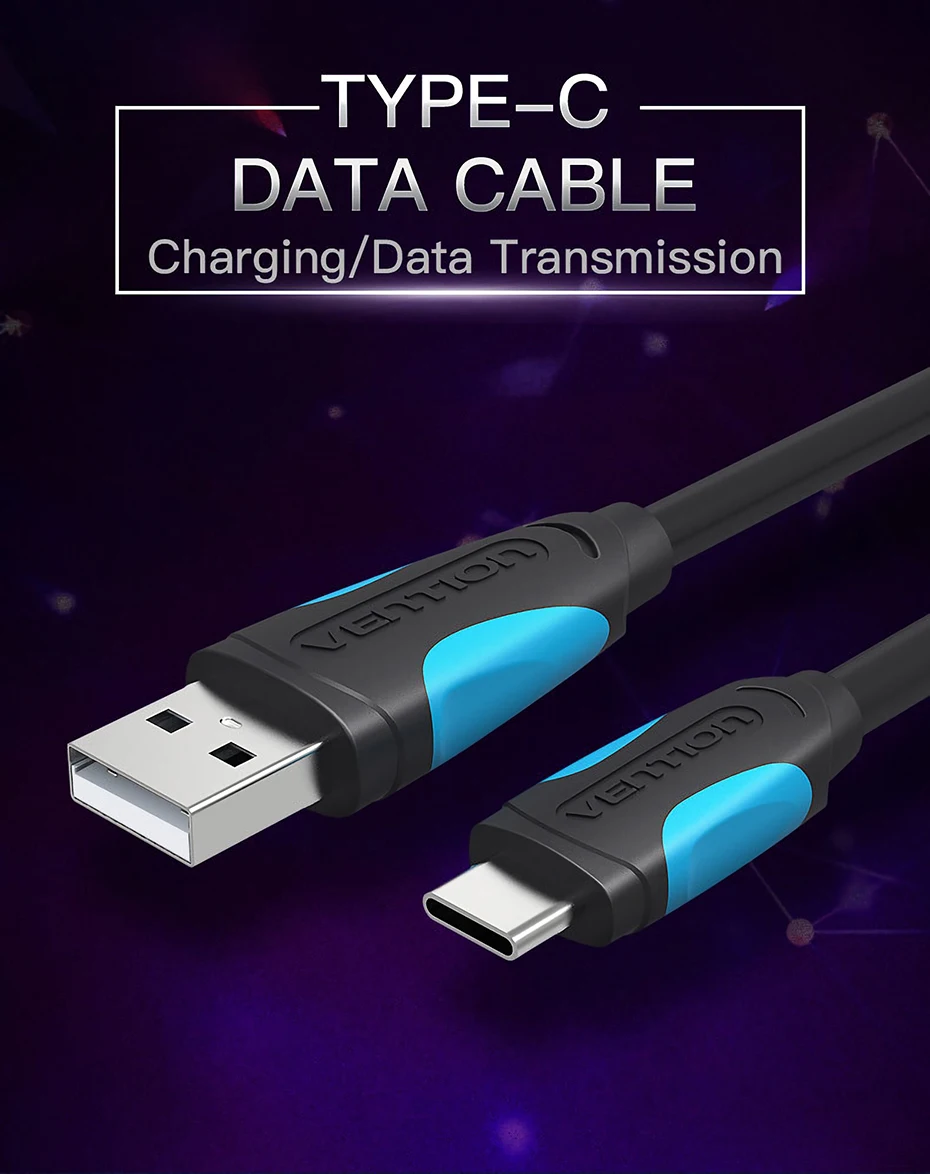 Кабель Vention USB C кабель usb type C 3A USB 3,1 кабель для быстрой зарядки USB-C кабель для передачи данных type-C кабель для samsung huawei ZUK LG Xiaomi 1 м