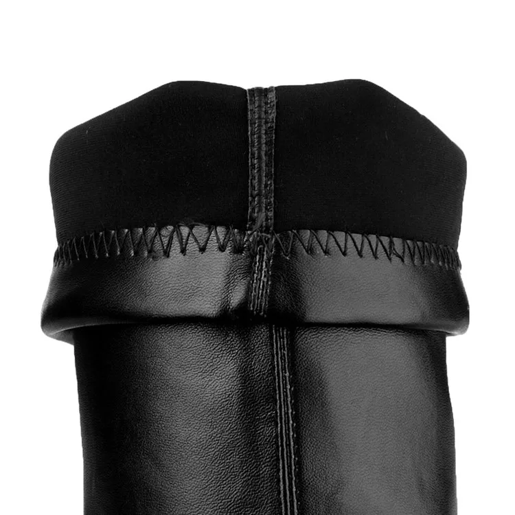 

MLJUESE 2019 women over the knee high boots cow leather slip on pointed toe low heel autumn spring high boots party size 33-43