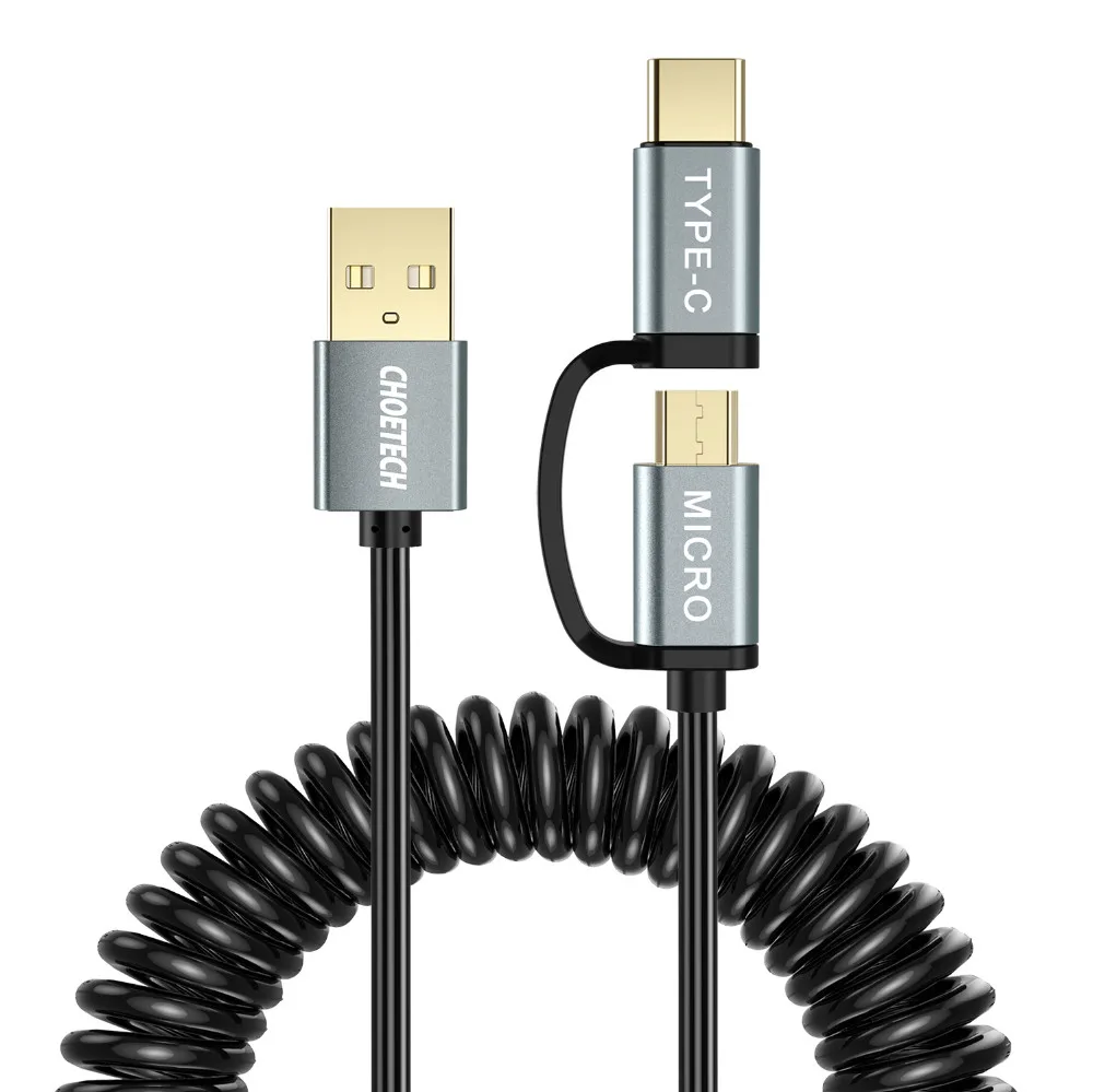 CHOETECH кабели для быстрой зарядки 2 в 1 кабель Micro USB+ кабель usb type C для samsung для Xiaomi для Nokia N1 кабели для мобильных телефонов