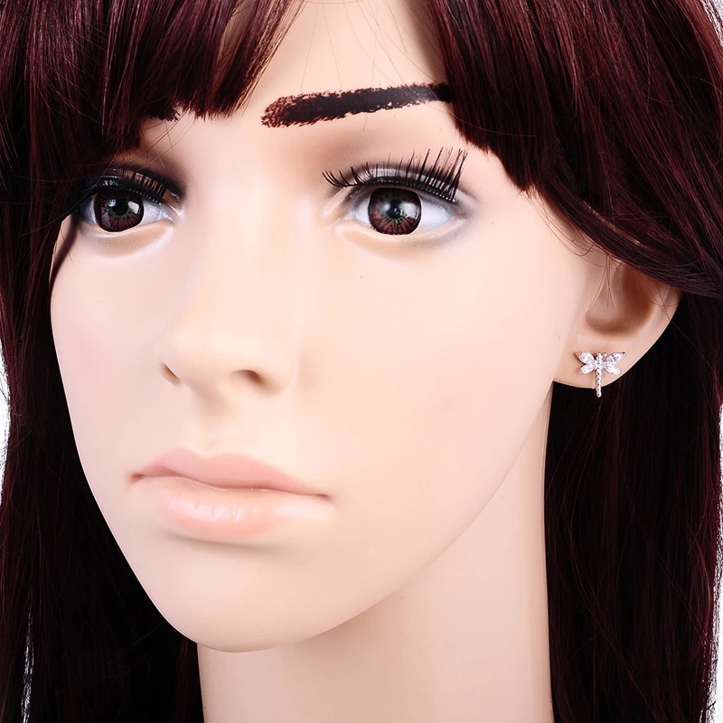 Женские серьги гвоздики со стрекозой и фианитами|stud earrings|stud earrings for womenearrings women |