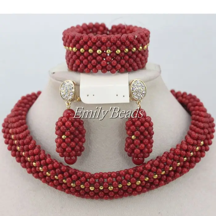 2016 ручной работы африканские бусины ювелирные наборы нигерийские Свадебные