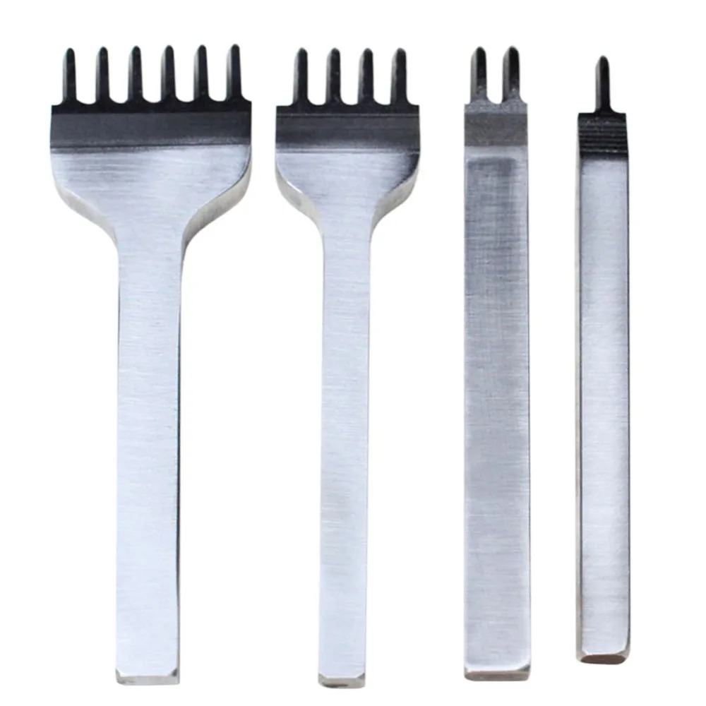 

4pcs 3/4/5mm Leather Tools Leather Hole Punches Stitching Punch Tool 1+2+4+6 Prong Leather Stitching Tools Handicraft Tools
