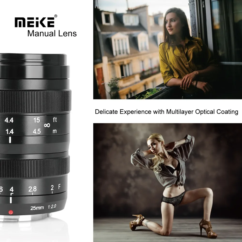Meike 25 мм F/2 0 с низким искажением Большая диафрагма ручная фокусировка объектива MFT