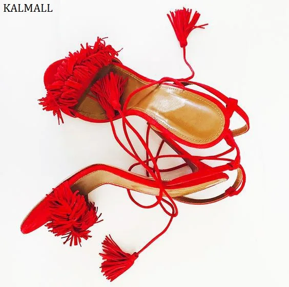 Женские сандалии KALMALL из искусственной замши женские туфли-лодочки на шнуровке в