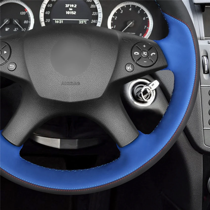 MEWANT Blue Synthetic Suede Car Steering Wheel Cover for Mercedes Benz W204 C-Class 2007-2010 C280 C230 C180 C260 C200 C300 | Автомобили и