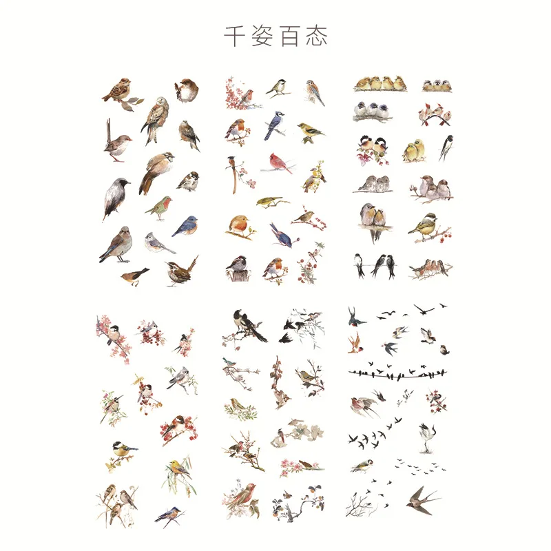 

6 Sheets/Set Various Lovely Birds Decorative Sticker Scrapbooking DIY Craft Stickers Stationery