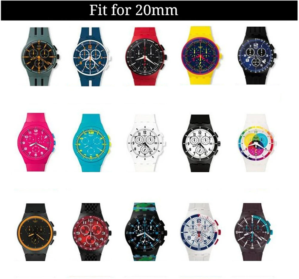 Ремешок силиконовый для часов Swatch резиновый цветной браслет с пряжкой 16 мм 17 19 20 |